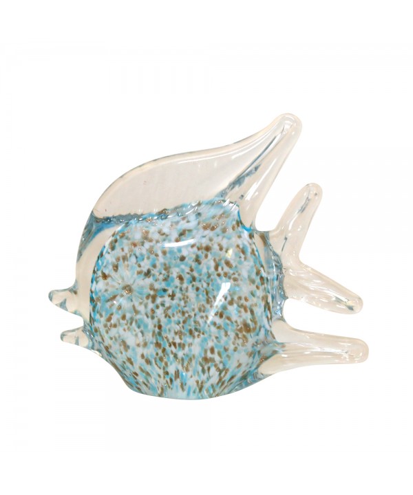 Decorative glass fish in blue and transparent 14.5x5.5x13cm