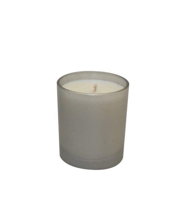 Silver candle vanilla scent 7x7x8cm