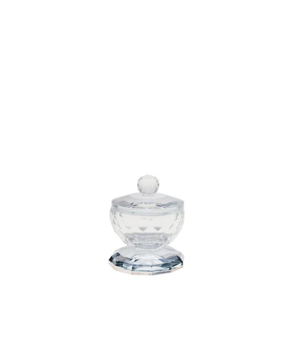 Silver crystal salt cellar with lid