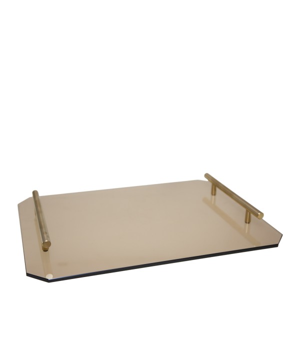 Amber tray with gold handles 40x30x5cm