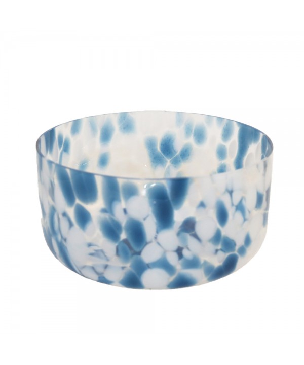 Blue and white glass salad bowl 24.5x24.5x12.5cm