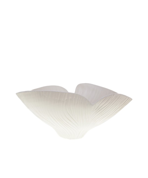 Floral beige mat ceramic salad bowl 41x31.5x20cm