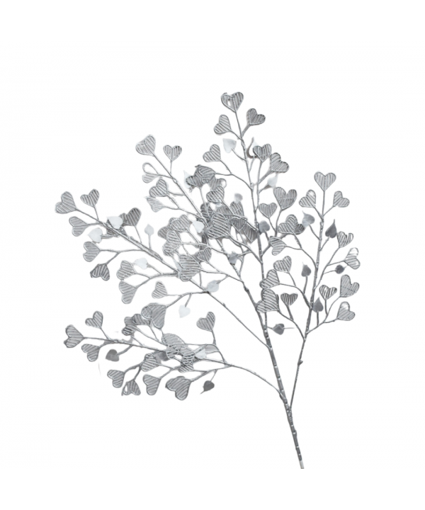 Silver heart-shaped decorative flower h90cm