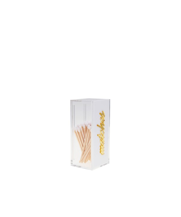 White and gold matchbox 5.5x5.5x12cm