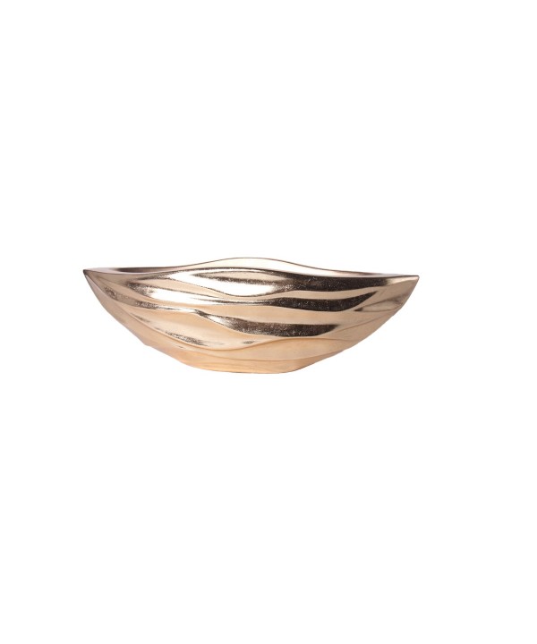 Golden polyresin wave bowl 80.5x31x26cm