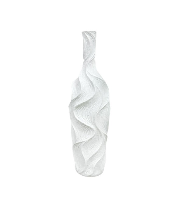 Matt white polyresin vase 18x18x89cm