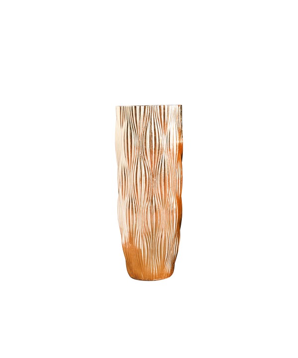 Striated gold vase in polyresin 33.5x33.5x70cm