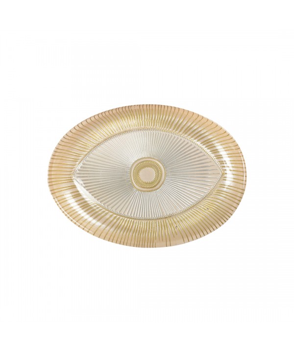 Oval eye-shaped bowl 22x15.5cm beige