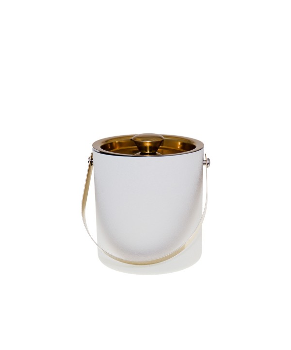 Ecru and gold ice bucket 15x15x18.5cm
