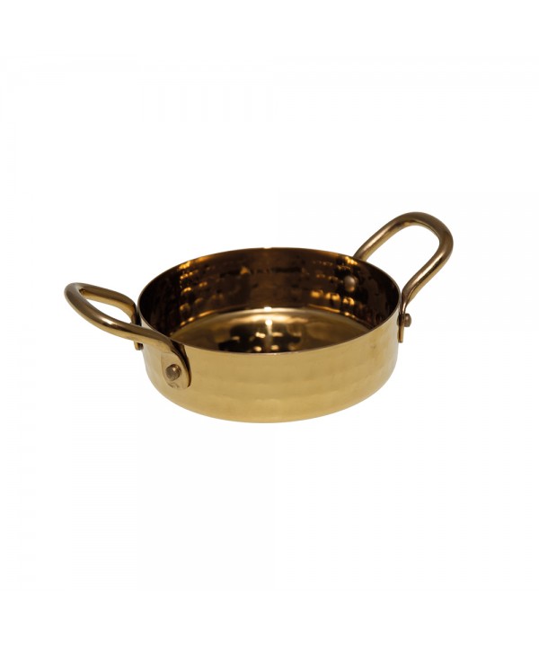 Gold-plated mini saucepan with two handles 10.5x10.5x3.5cm