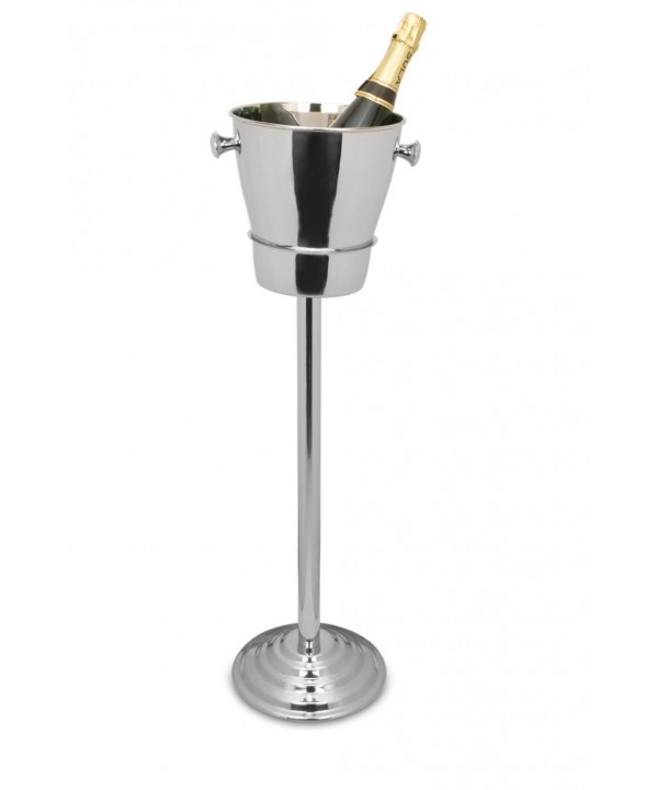 Stainless steel champagne bucket on pedestal 84cm high