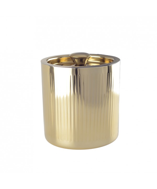 Gold ice bucket with ribbed pattern