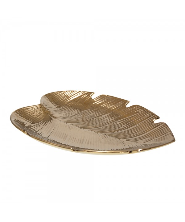 Gold-plated tropical leaf dish 31x23x3.8cm