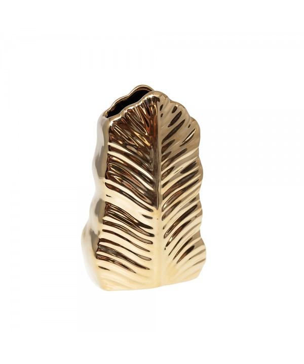 Golden leaf ceramic vase 13x7.5x21cm