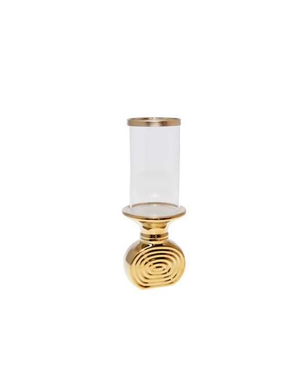 Gold candlestick with glass 10x10x26.5cm
