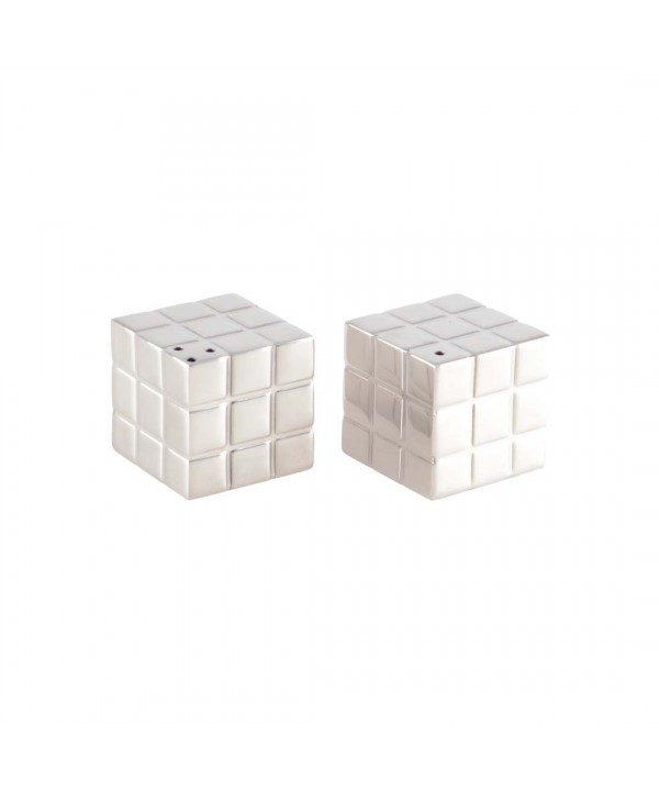 Silver Rubik's cube salt and pepper shakers 3x3x3cm