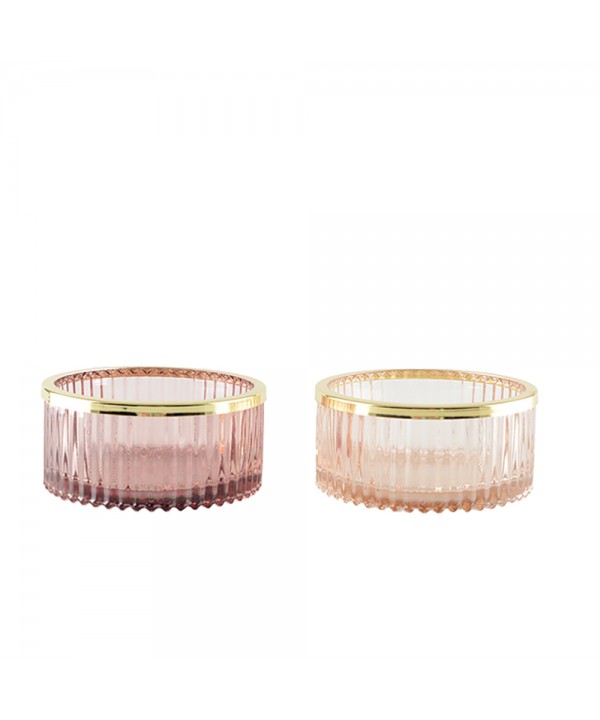 Two-color candlesticks with gold edges 10.5x10.5x5cm - set of 2