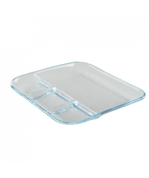 Square glass dish with 4 compartments