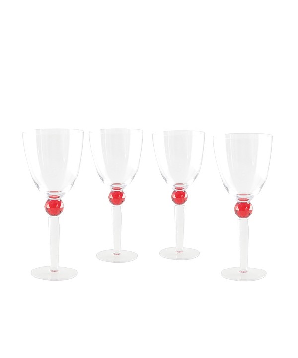 Wine glasses with red diamond stem - set of 4