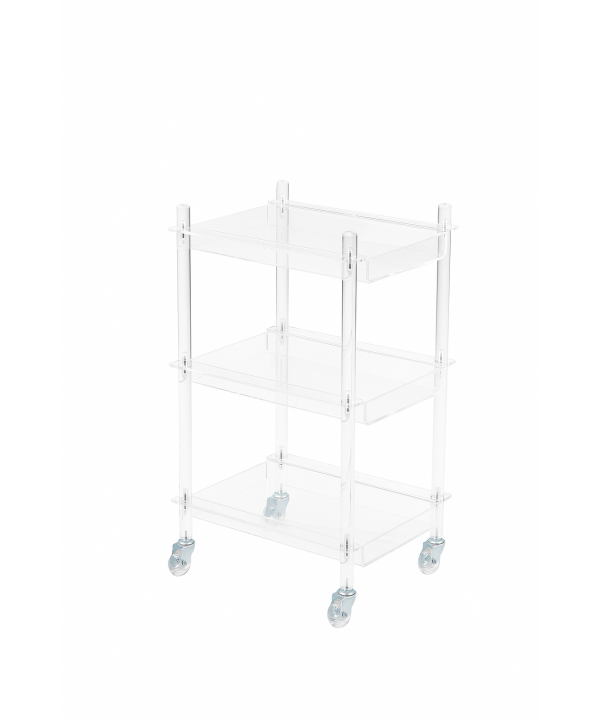 Rolling acrylic cart 40.5x30.5x60.5cm