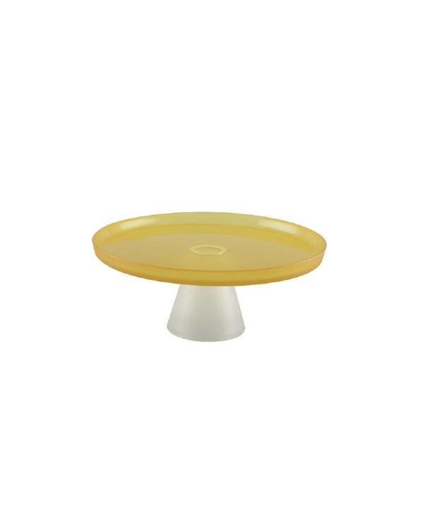Yellow cake dish with white foot 21cm - lemon