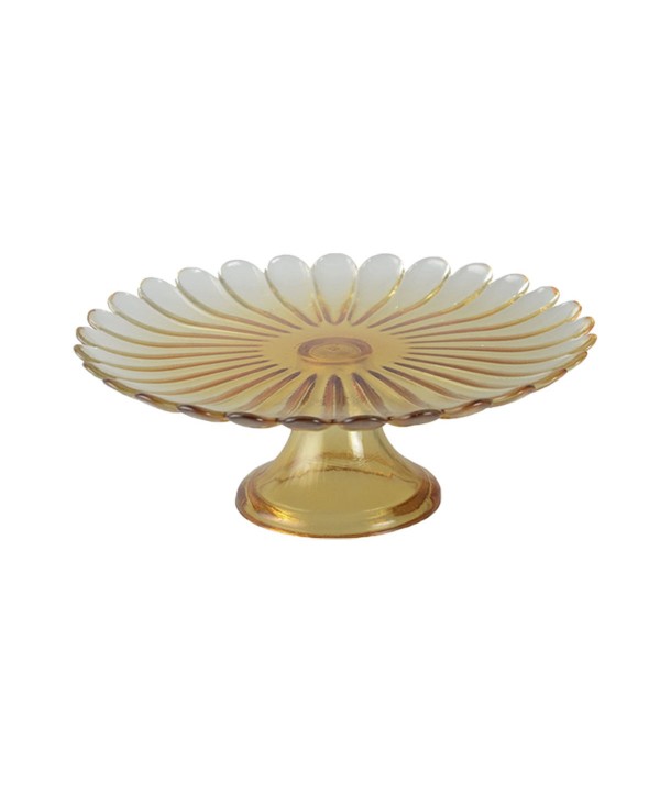 Yellow cake dish with foot 21cm - Spring