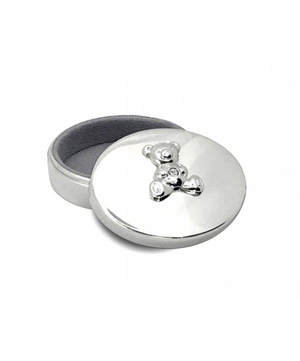Silver bear-shaped baby tooth box