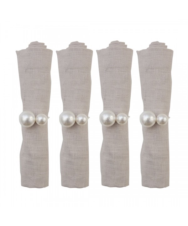 Double pearl napkin rings - set of 4