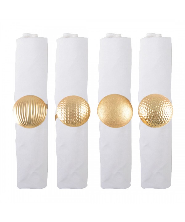 Matte gold button napkin rings - set of 4