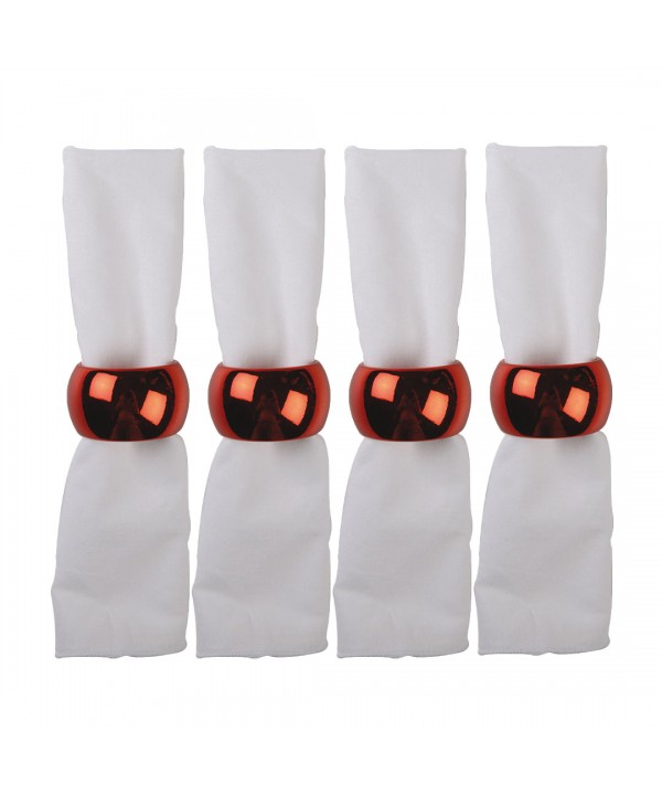 Red plain napkin rings - set of 4