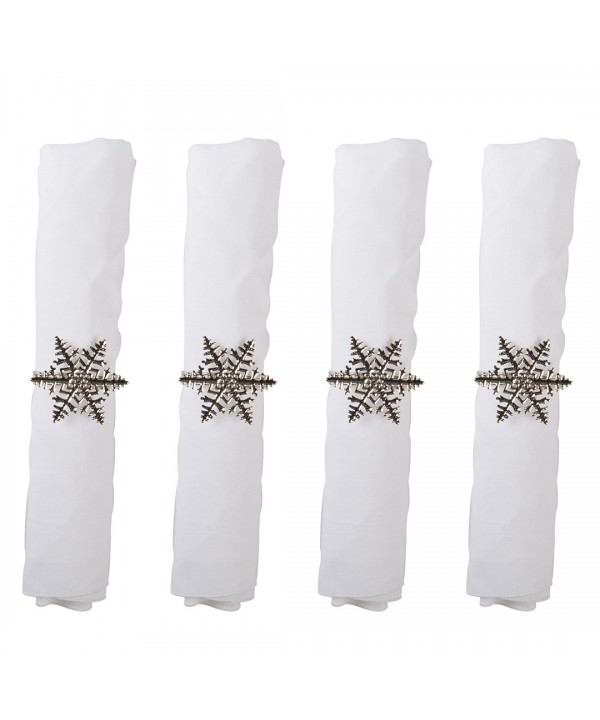 Silver snowflake napkin rings - set of 4