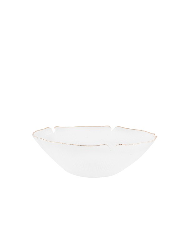 Floral glass salad bowl with golden rims 25cm