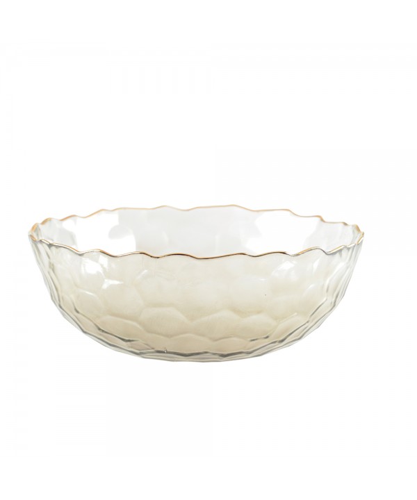 Golden salad bowl with finely textured rims 25cm