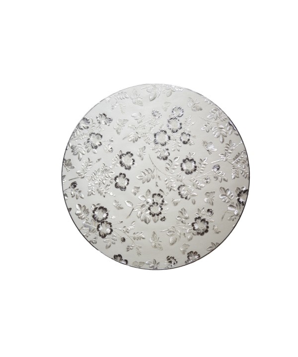 Round silver flower design plate mat