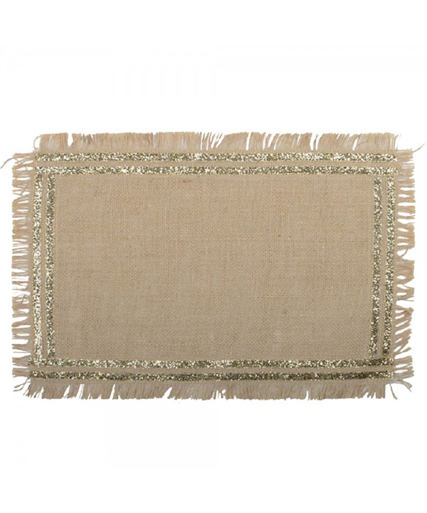 Golden rectangular burlap placemat