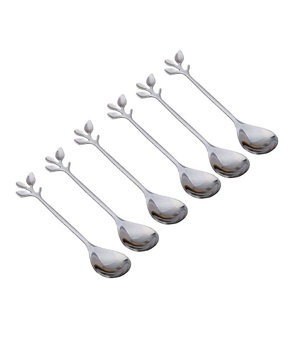 Silver leaf dessert spoons - set of 6