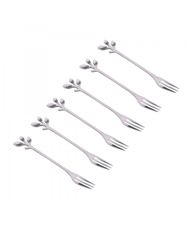 Silver leaf dessert forks - set of 6