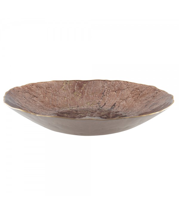 Brown bowl with gold rim 40cm