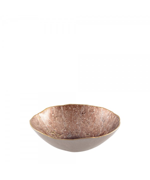Brown bowl with gold rim 20cm