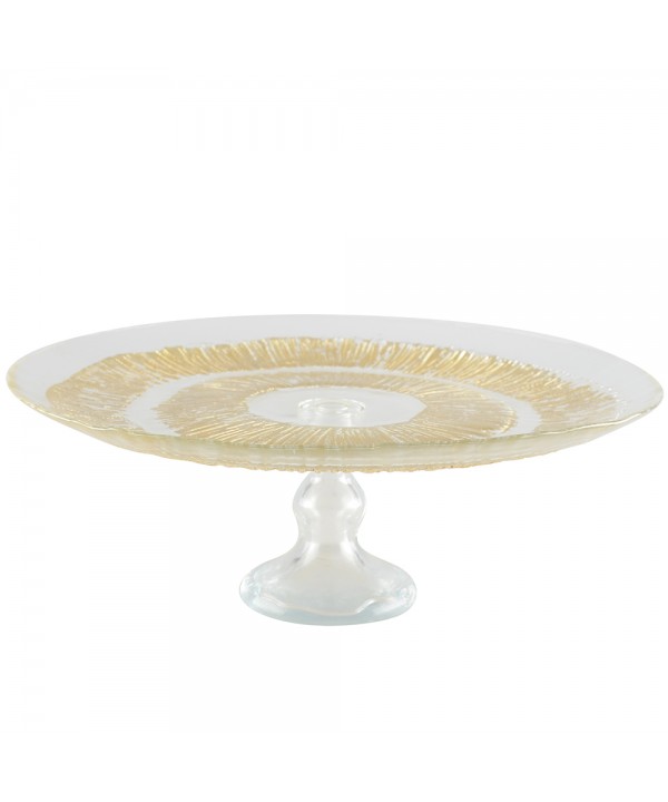 Golden pedestal tart dish 28x28x13cm - sun