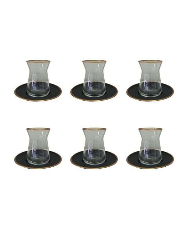 Black and gold tea cups – set of 6