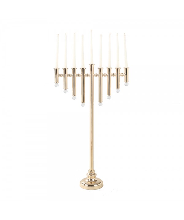 Tall golden Ilara menorah on stand 51x26x140cm