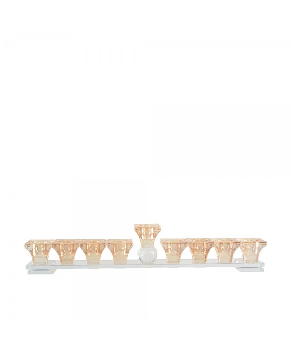 Golden 9-branch glass menorah h7cm
