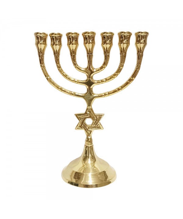 7-light gilded metal menorah h22cm