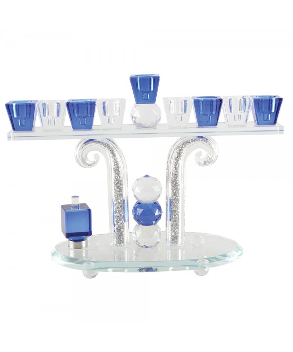 Blue 9-light menorah 27x16cm