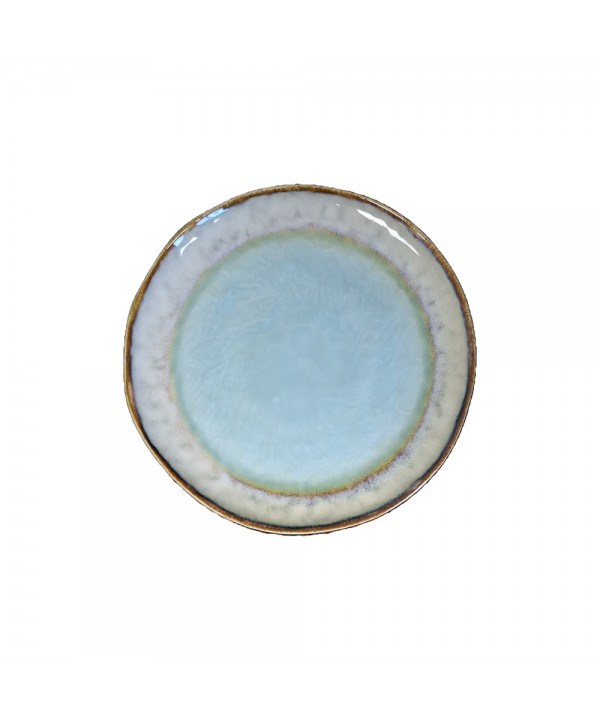Assiette à dessert turquoise en porcelaine 21.5x21.5x1.4cm