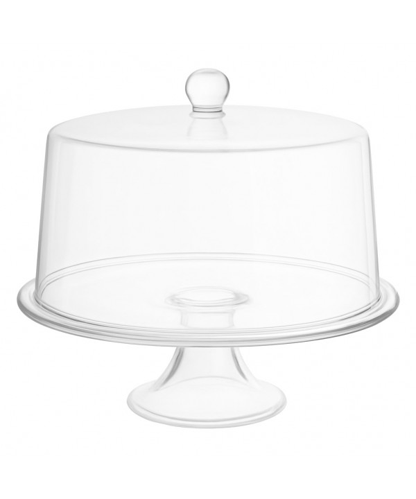 Plat à gâteaux sur pied avec cloche droite 33.5x33.5x27cm