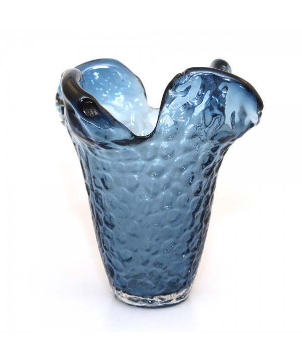 Vase bleu en verre 22x22x22cm
