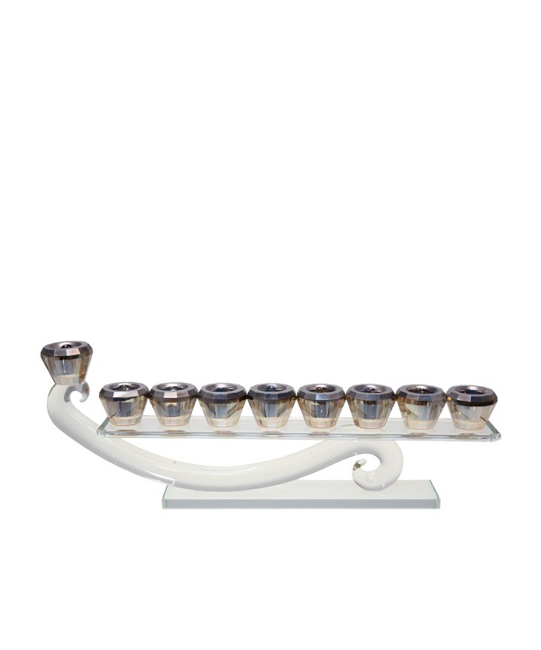 Amber-colored crystal menorah 