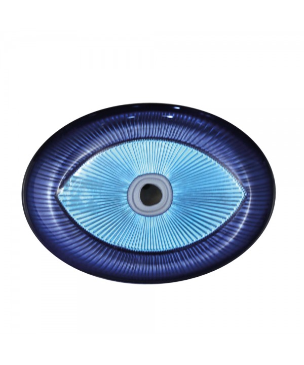 Coupelle ovale œil bleue clair 22x15.5x2cm